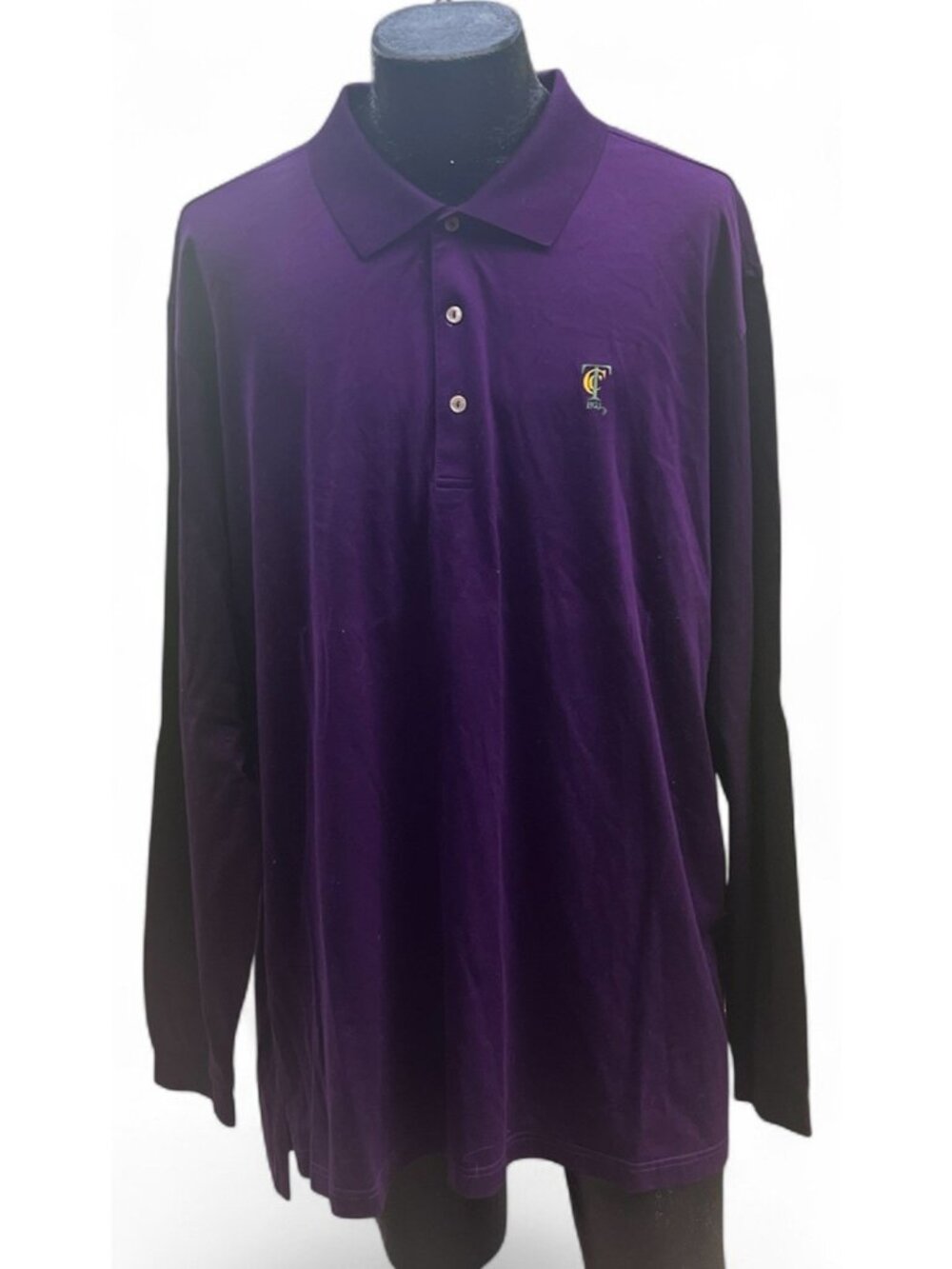 Peter Millar Purple Long Sleeve Polo Mens XXL Cotton Golf Club Crest